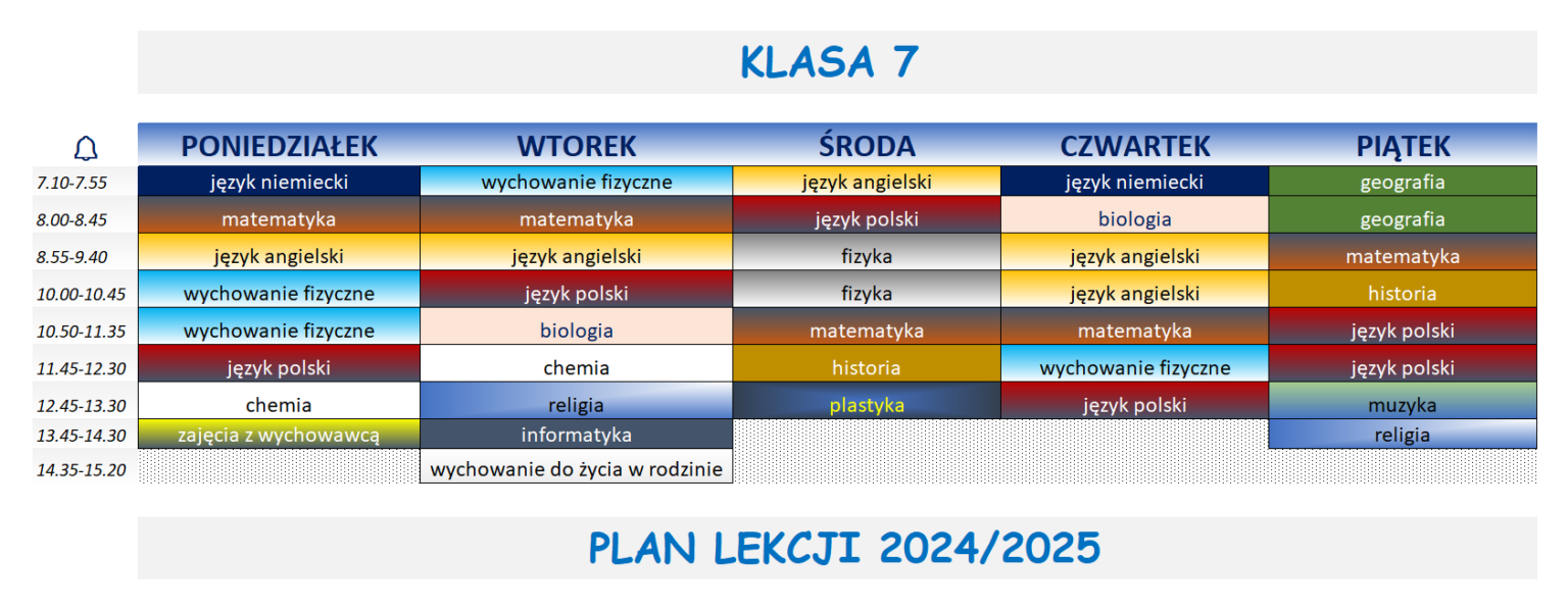 Plan lekcji – Społeczna Szkoła Podstawowa nr 1 w Tarnowie